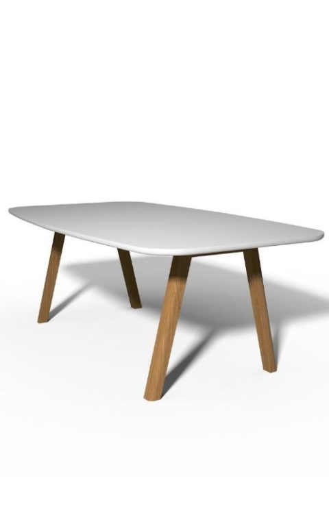 MSM Holztisch Lotte, massive Eiche, große Tischplatte weiß