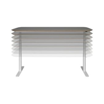 MSM Tisch Lotte Lift, Schreibtisch höhenverstellbar, Gestell weiß, Tischplatte matt grau beschichtet