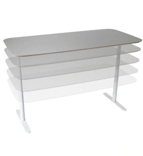 MSM Tisch Lotte Lift, Schreibtisch höhenverstellbar, Gestell weiß, Tischplatte matt grau beschichtet