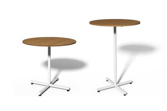 MSM Stehtisch 508, Gestell weiß, Tischplatte rund, aus Holz in zwei Höhen