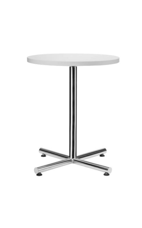MSM Tisch 508, Bistrotisch, Gestell Chrom, Tischplatte rund, weiß