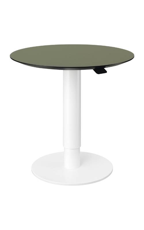 MSM work table 2 Beistelltisch Gestell weiß Tischplatte olivgrün beschichtet höhenverstellbar