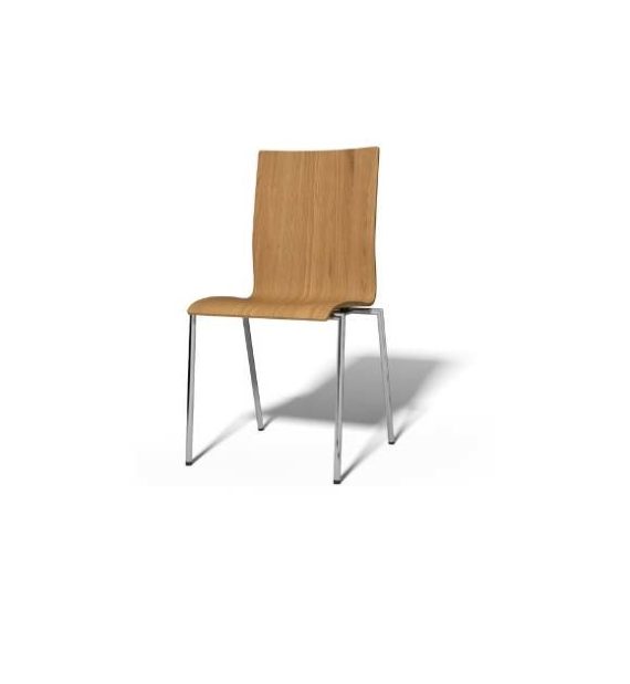 MSM Stuhl 3420 Sitzschale Holz Gestell Chrom
