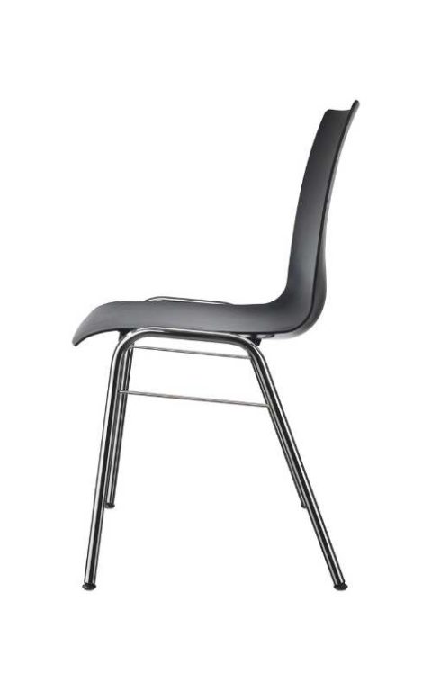 MSM Stuhl Classic Modell 3114 PP Sitzschale schwarz Gestell chrom seitliche Ansicht
