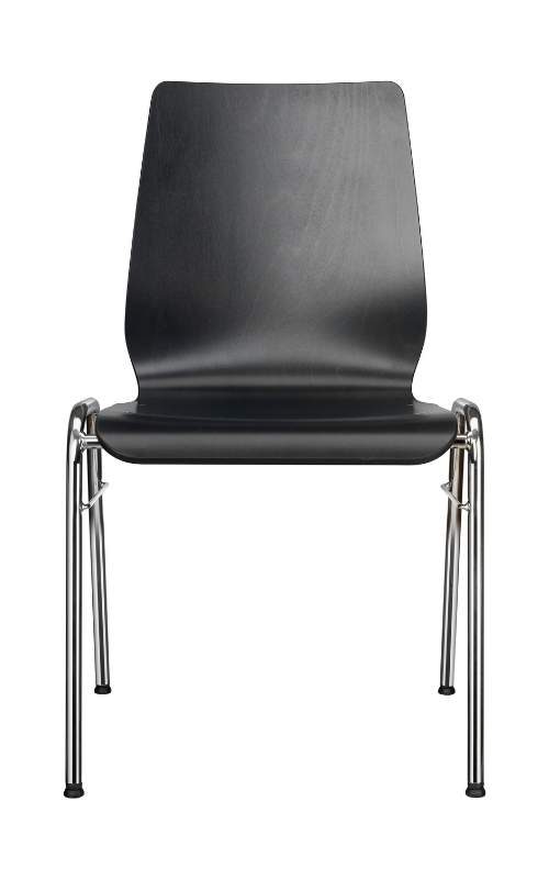 MSM Stapelstuhl Serie 3100 4 Fuß Gestell und Sitzschale aus Holz schwarz