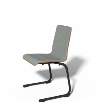 MSM Stapelstuhl Serie 3100 C Fuß Gestell schwarz und Sitzschale vorne grau gepolstert