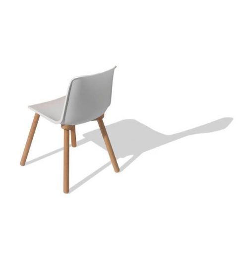 MSM Stuhl FF3 Kunststoffschale weiß Gestell Holz