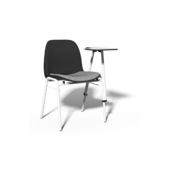 MSM Stuhl 3150 2.0 schwarze Sitzschale gepolstert Gestell weiß Schreibtablar