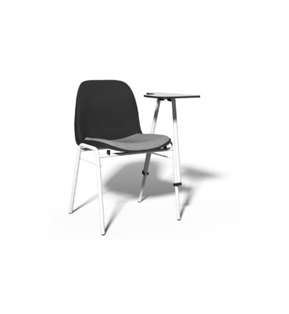 MSM Stuhl 3150 2.0 schwarze Sitzschale gepolstert Gestell weiß Schreibtablar