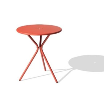 MSM Tisch Modell Margarete Outdoor Gestell Dreibein Tischplatte rund rot