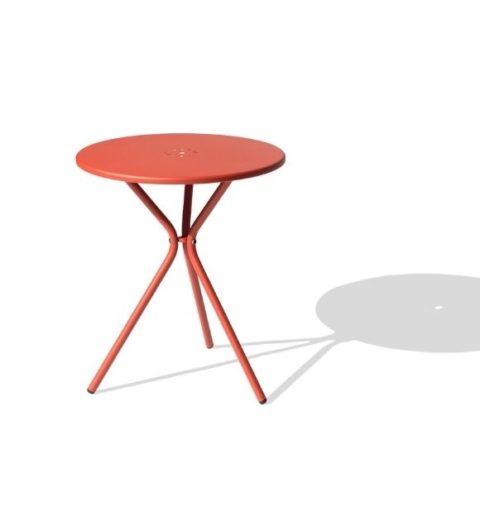 MSM Tisch Modell Margarete Outdoor Gestell Dreibein Tischplatte rund rot