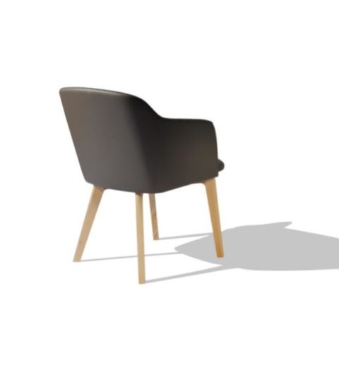 MSM Form & Furniture Modell Klara, Lounge- und Konferenzstuhl, vollgepolsterte Sitzschale, modernes Gestell aus Holz