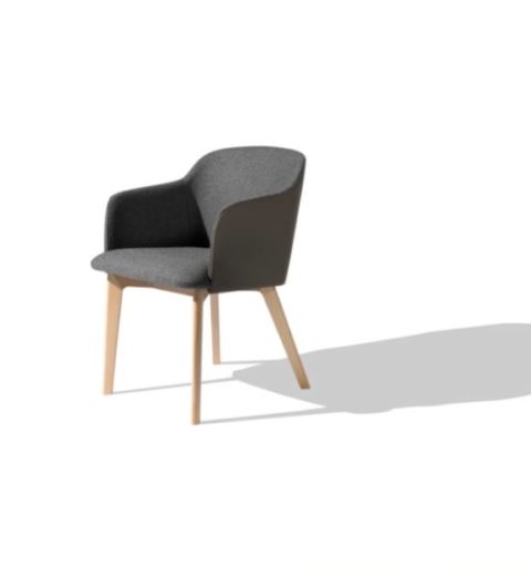 MSM Form & Furniture Modell Klara, Wood Lounge- und Konferenzstuhl, vollgepolsterte Sitzschale, modernes Gestell aus Holz