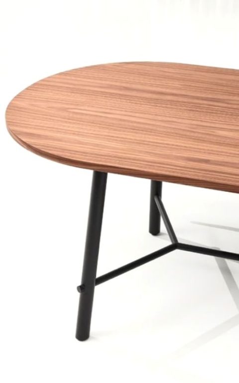 MSM Tisch Otto, Konferenztisch, Esstisch, Gestell schwarz, Tischplatte oval, Holz