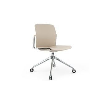 MSM Form & Furniture Modell Meet Slide, Konferenzstuhl, Drehstuhl weiß und Chrom, ergonomische, bewegliche Sitzschale