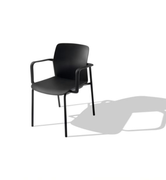 MSM Form & Furniture Modell FOUR Slide, Stapelstuhl schwarz, ergonomische, bewegliche Sitzschale