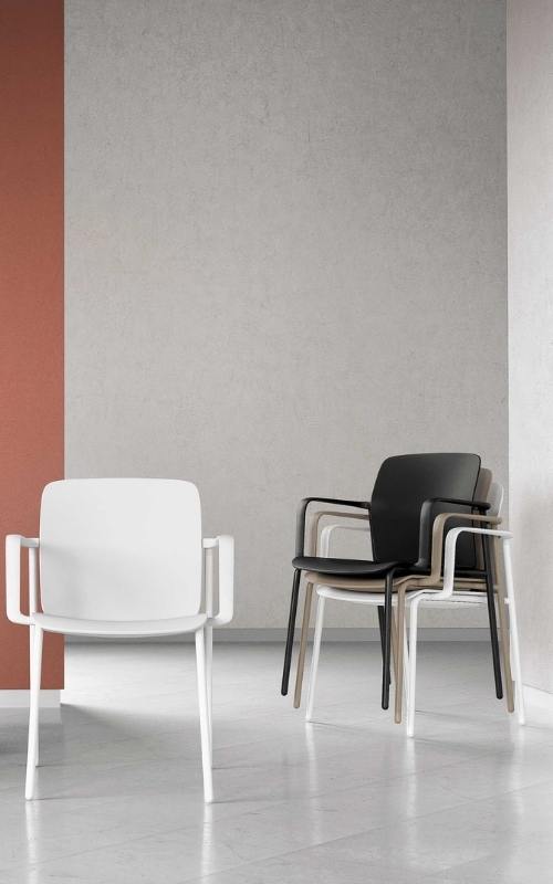 MSM Form & Furniture Modell FOUR Slide, Stapelstuhl verschiedene Farben, ergonomische, bewegliche Sitzschale