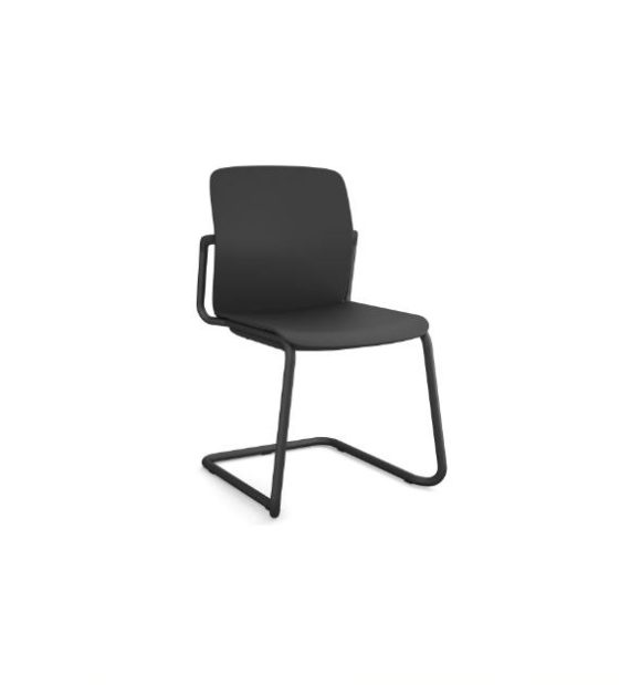 MSM Form & Furniture Modell Swing Slide, Freischwinger, Stapelstuhl schwarz, ergonomische, bewegliche Sitzschale