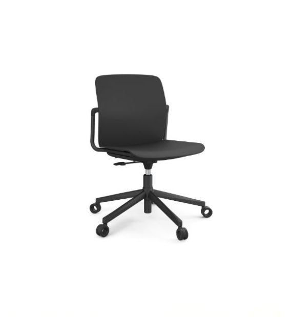 MSM Form & Furniture Modell Work Slide, Bürostuhl, Drehstuhl schwarz, ergonomische, bewegliche Sitzschale