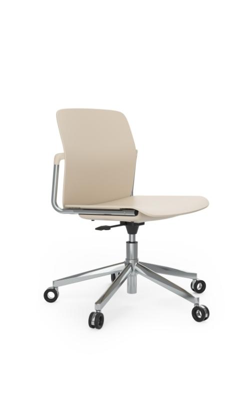MSM Form & Furniture Modell Work Slide, Bürostuhl, Drehstuhl weiß und Chrom, ergonomische, bewegliche Sitzschale
