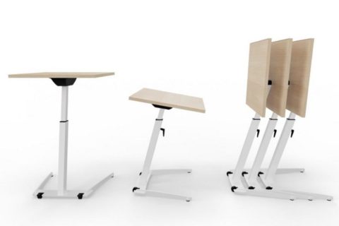 MSM Single Table, multifunktionaler Tisch, Tischplatte weiß und kippbar, Gestell Chrom, in unterschiedlichen Positionen
